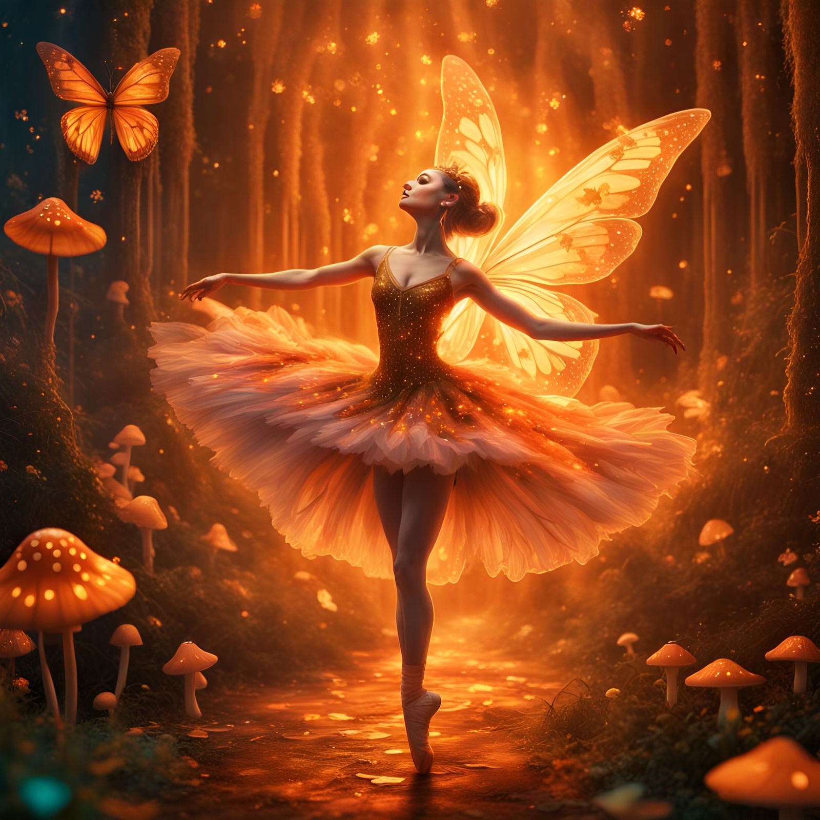 Ballerina Fairy Dancing in a Magical World