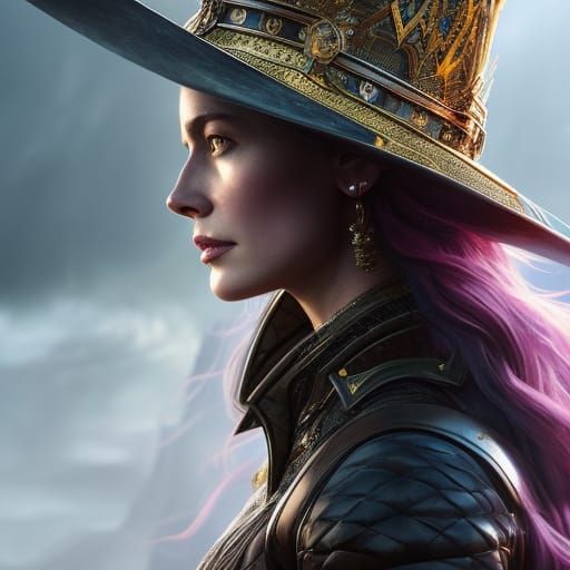 Athletic Pirate Queen Portrait in Dark Fantasy Style