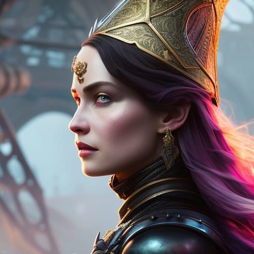 Athletic Pirate Queen Portrait in Dark Fantasy Style