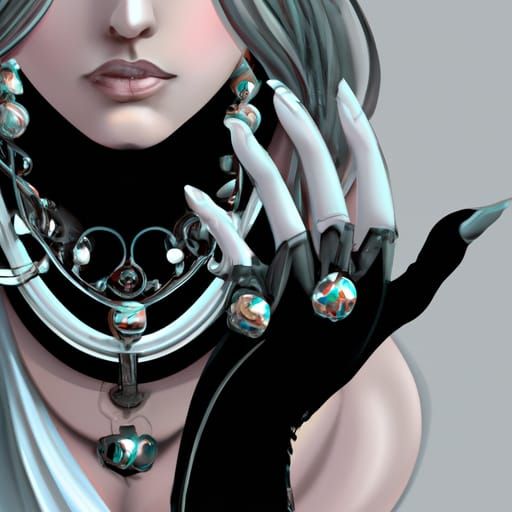 Hands Clasping with Silver Rings, Hyperdetailed Portrait