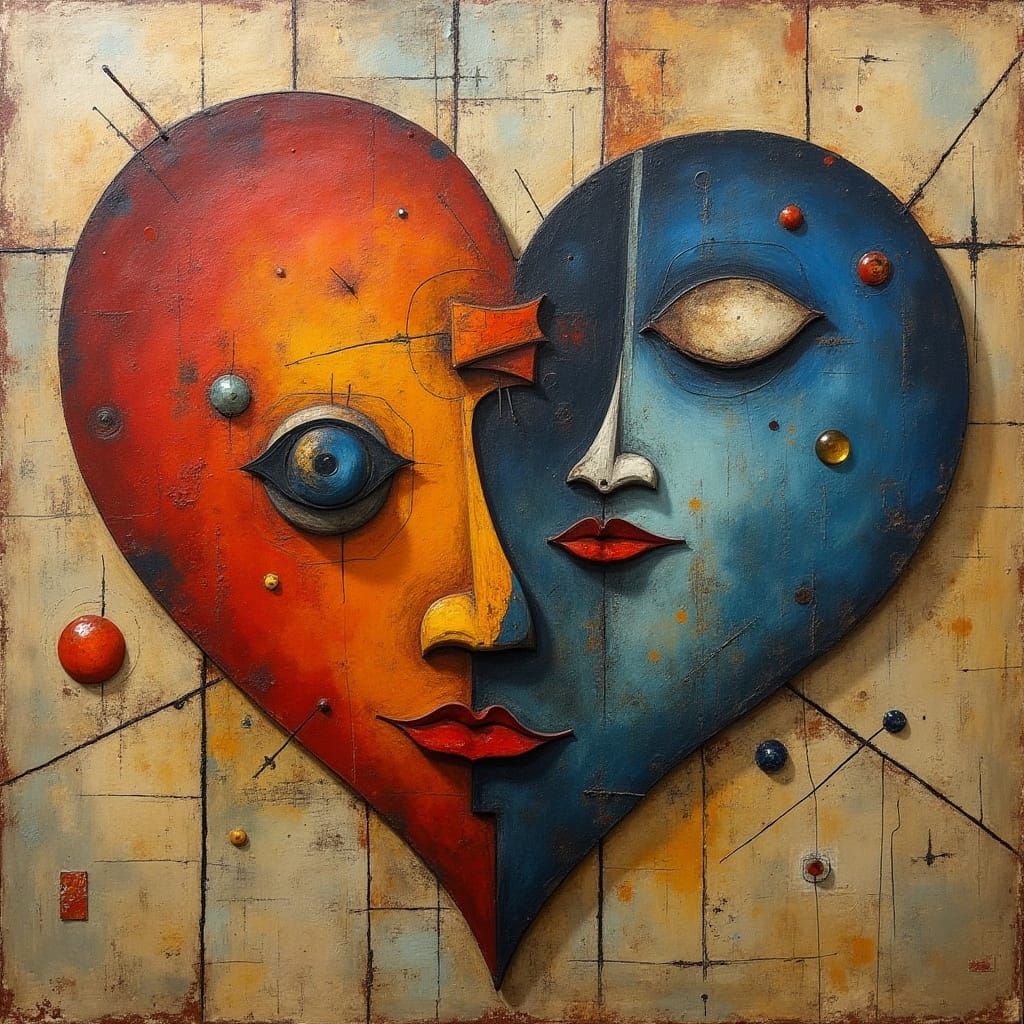 Cubist Heart in Geometric Abstraction