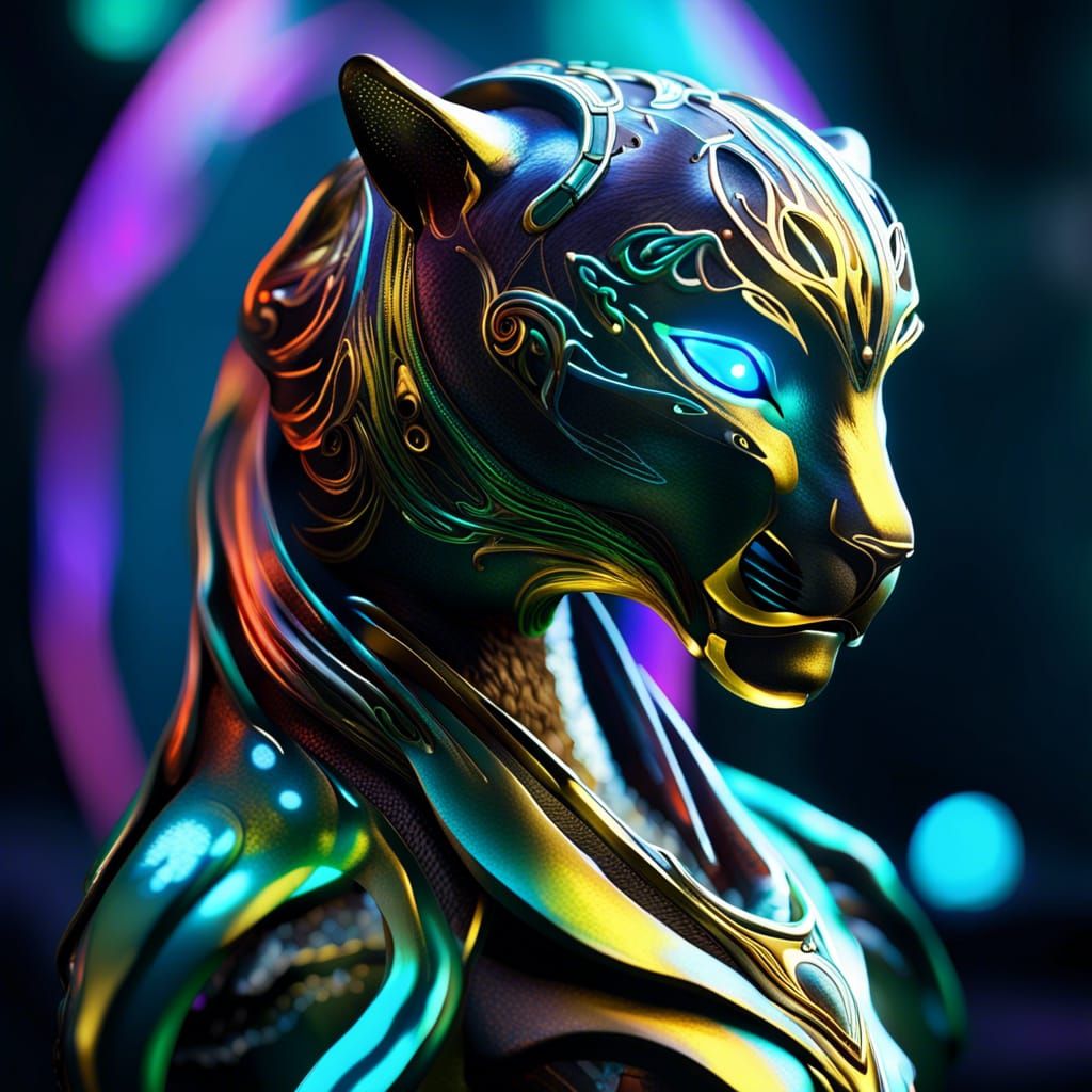 Panther Pegasus Warframe Hybrid in Fairycore Style