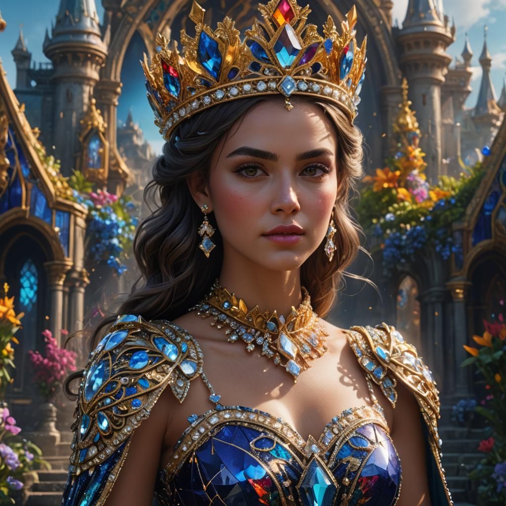 Woman in Crystal Dress and Diamond Crown