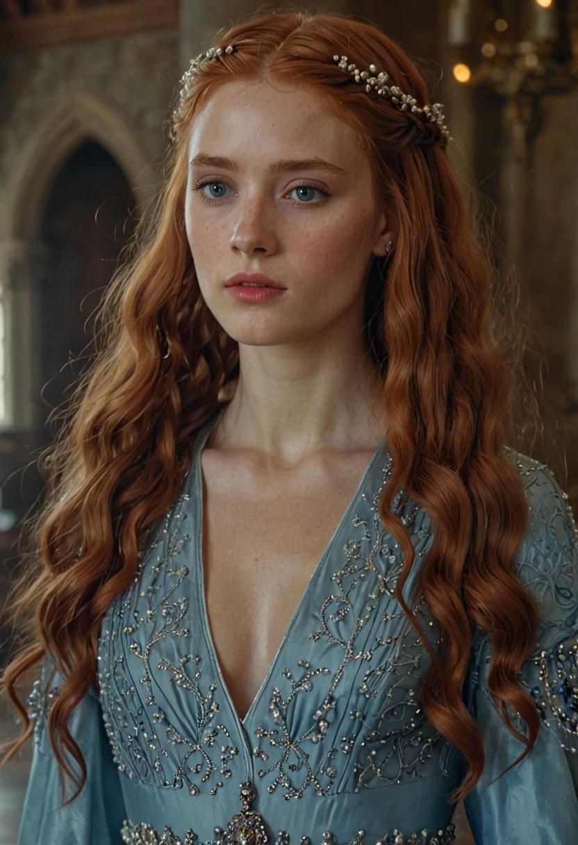 Medieval Princess in Luxurious Hall: Photorealistic Portrait