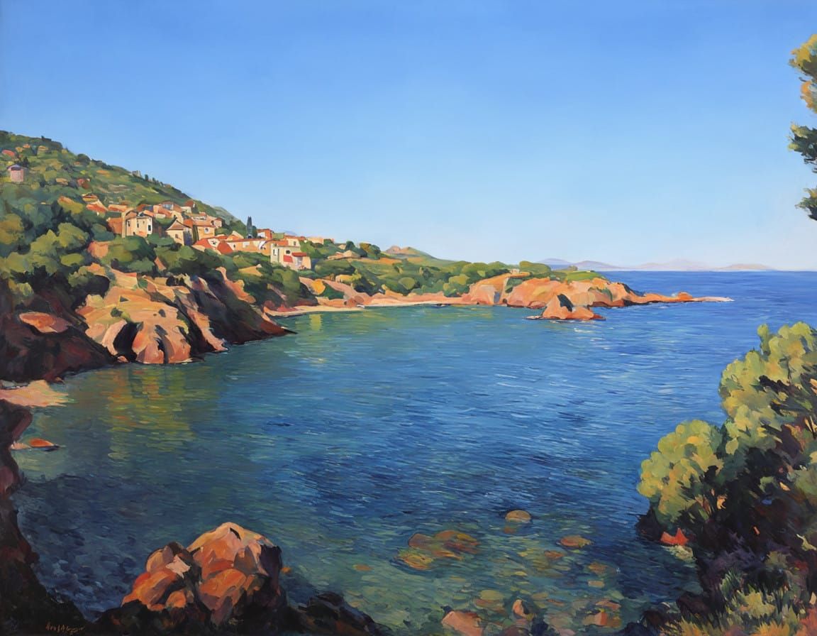 Surreal Mediterranean Landscape in Fauvist Style