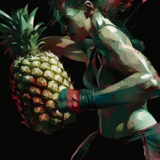 Tiger Girl Boxer Punches Exploding Pineapple