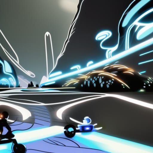 Tron Bike Battle in Anime Style