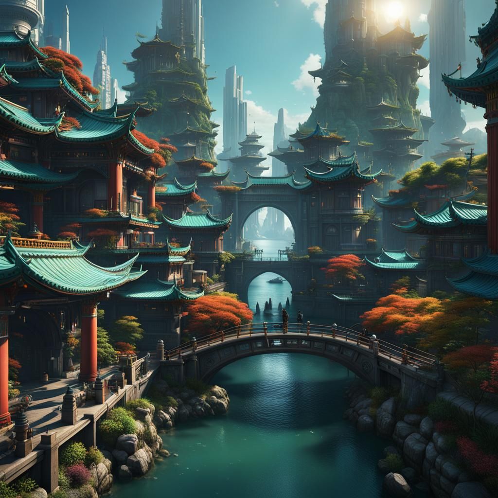 Utopian Future City: Oriental Punk Art