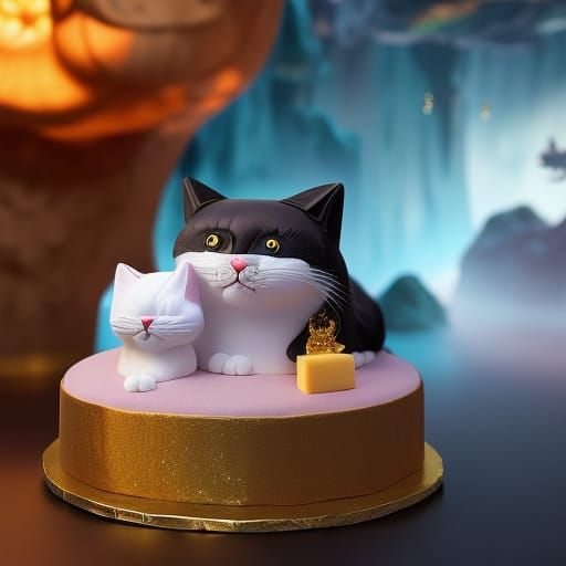 Cheese Cat Cake: 3D Rendered Culinary Art