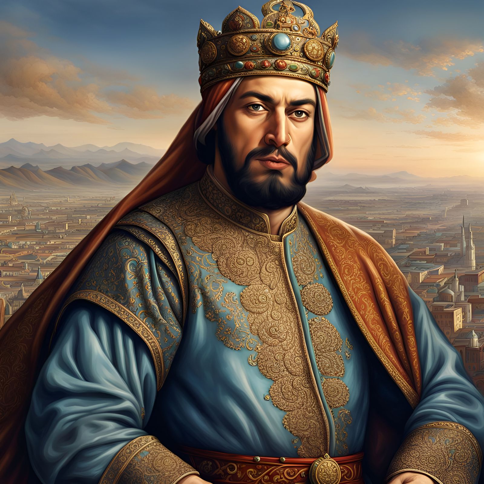Shah Ismail I Portrait in Epic Digital Art Style