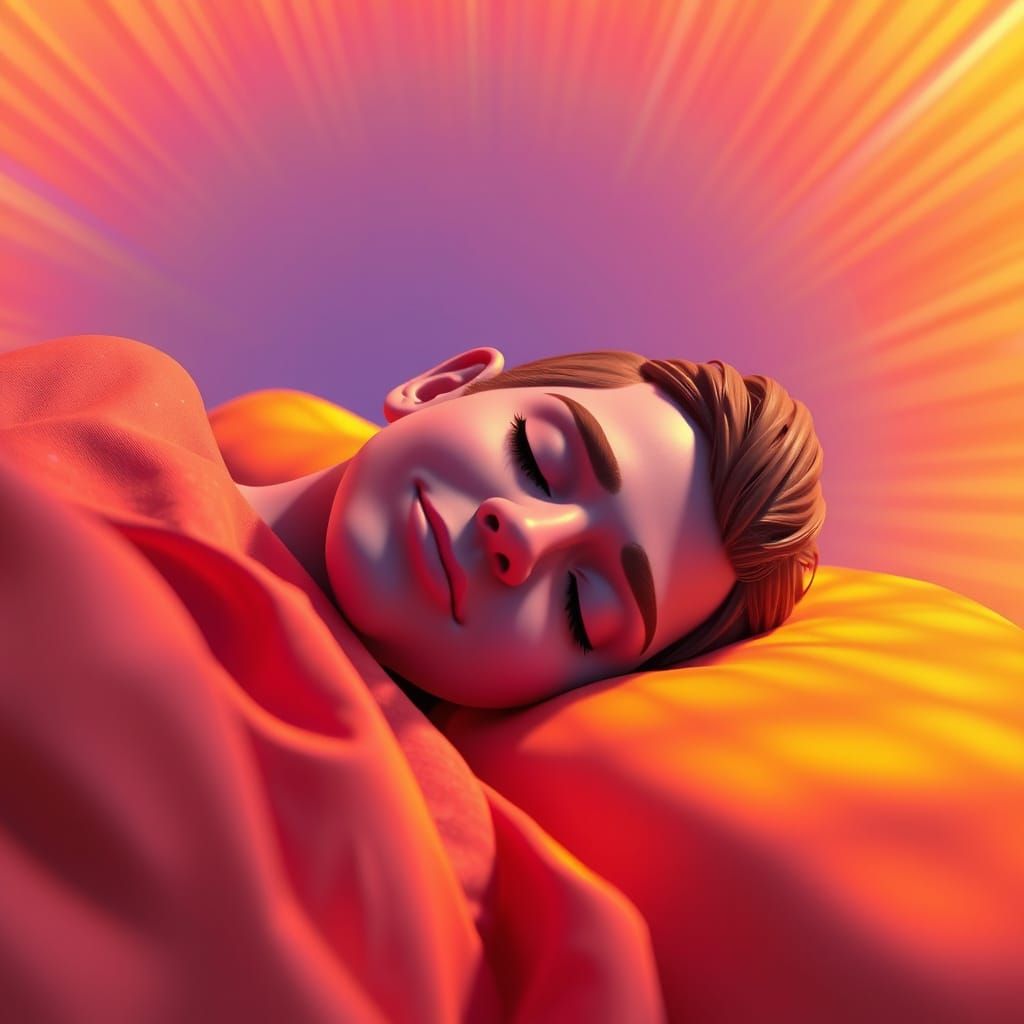 Dreamlike Sleep Scene in 3D Digital Art Style