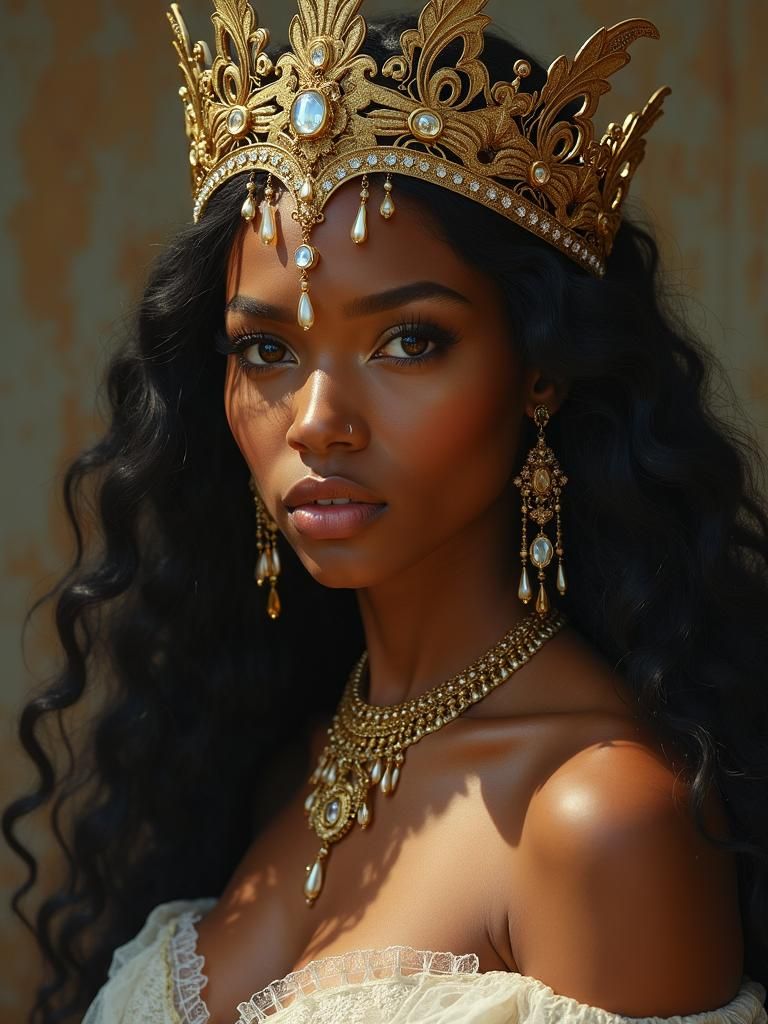 Nubian Queen Portrait with Luminous Detail