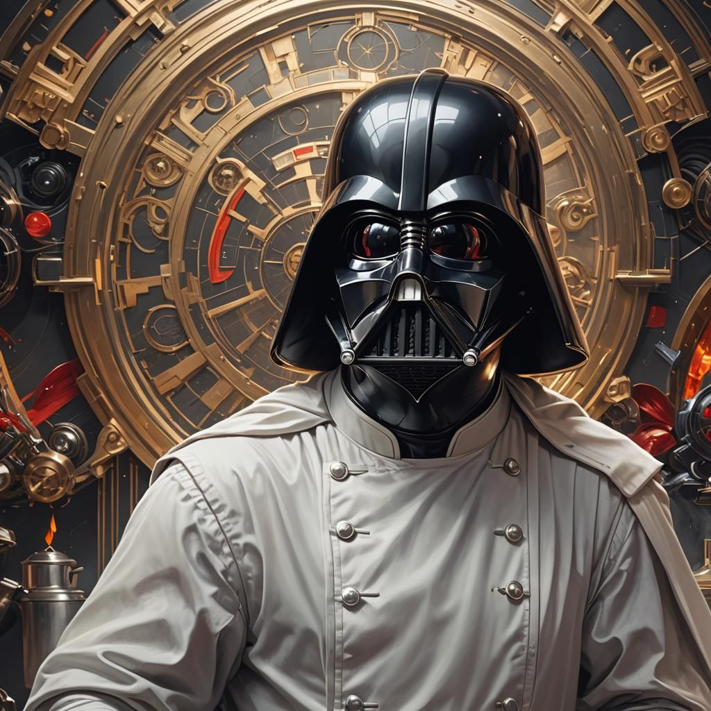 Chef Darth Vader Portrait in Hyperdetailed Style