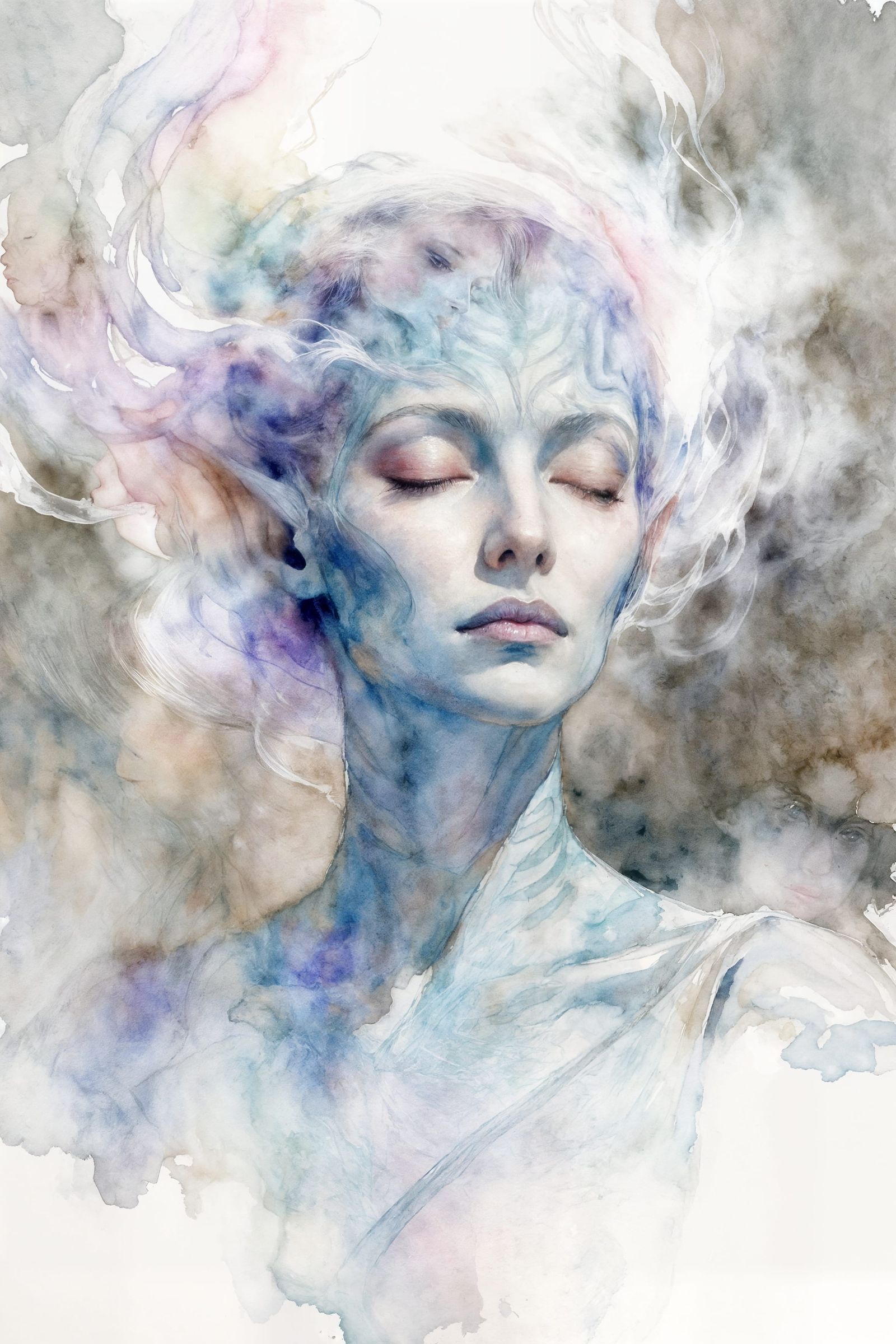 Dreamlike Vulcan Portrait in Soft Watercolor Style