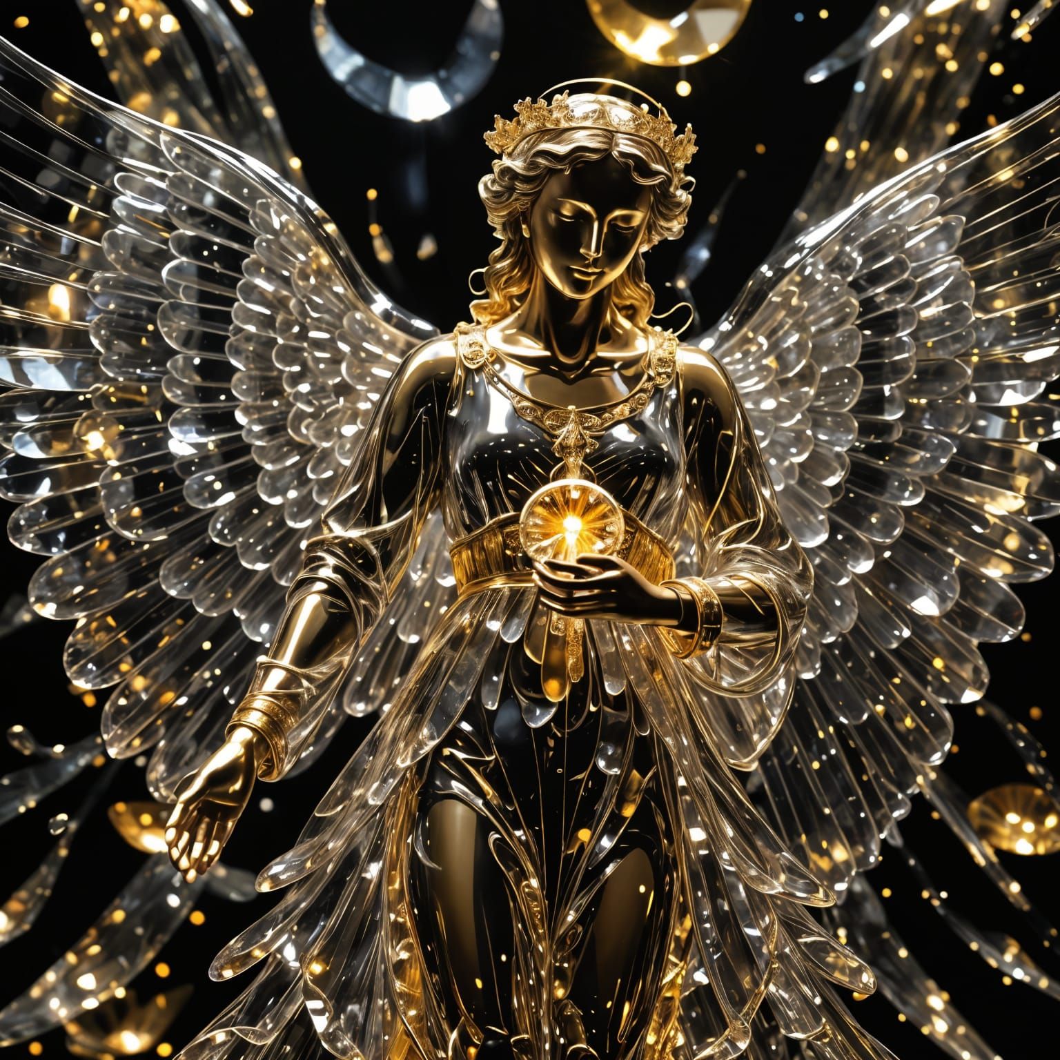 Glass Angel Bathed in Golden Light