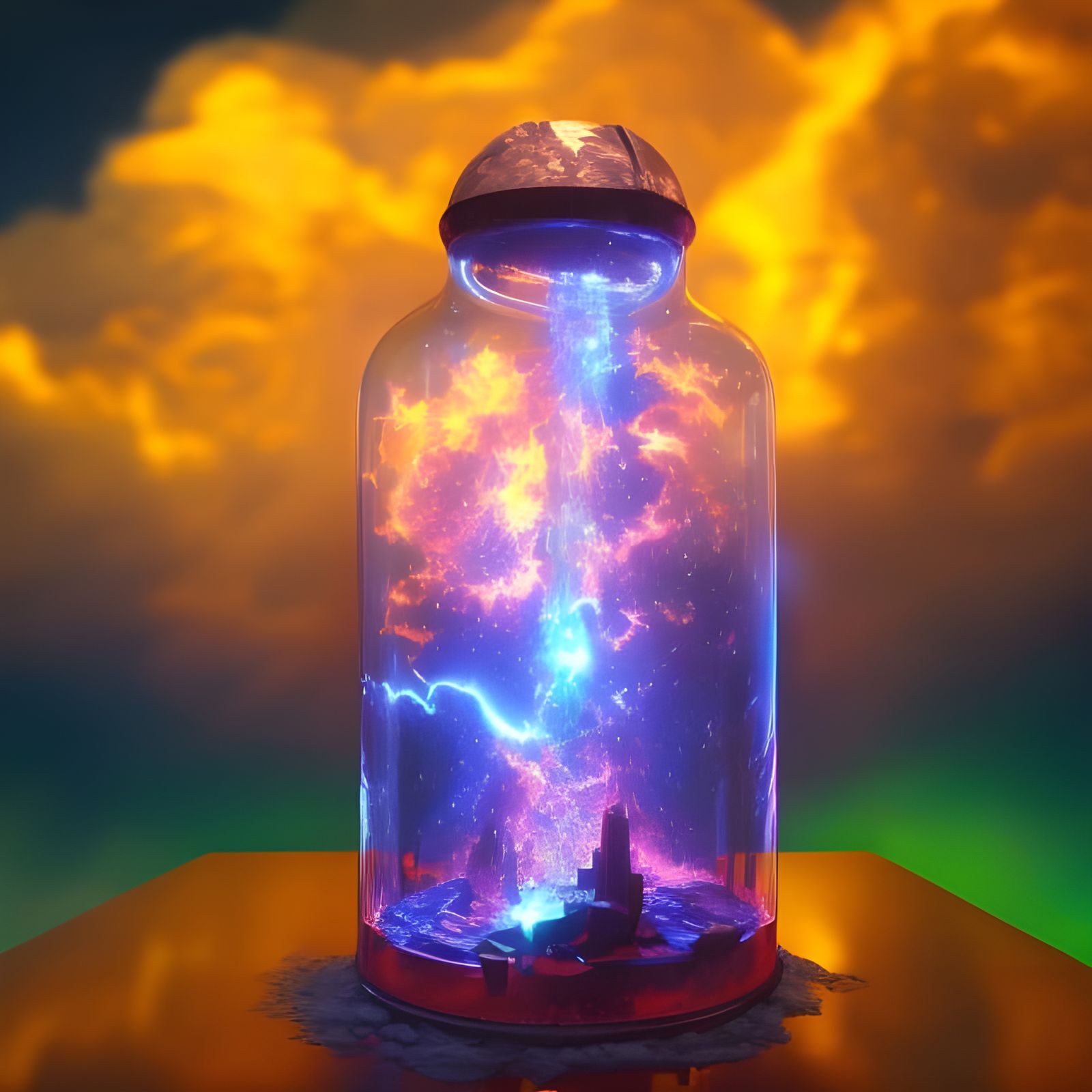 Electrical Storm Trapped in Glass Vial