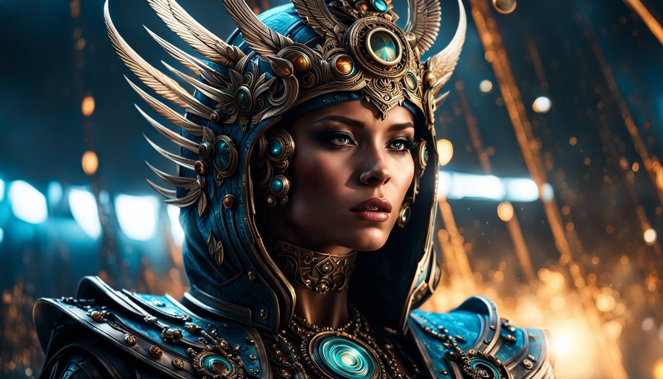 Psionic Female Warrior in Digital Watercolor Style