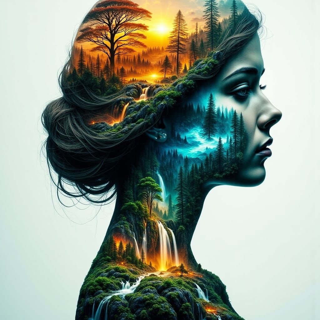 Abstract Duality: Fire, Water, and Silhouette