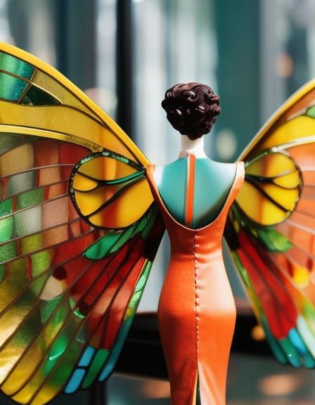 Angel in Suit with Stained-Glass Texture