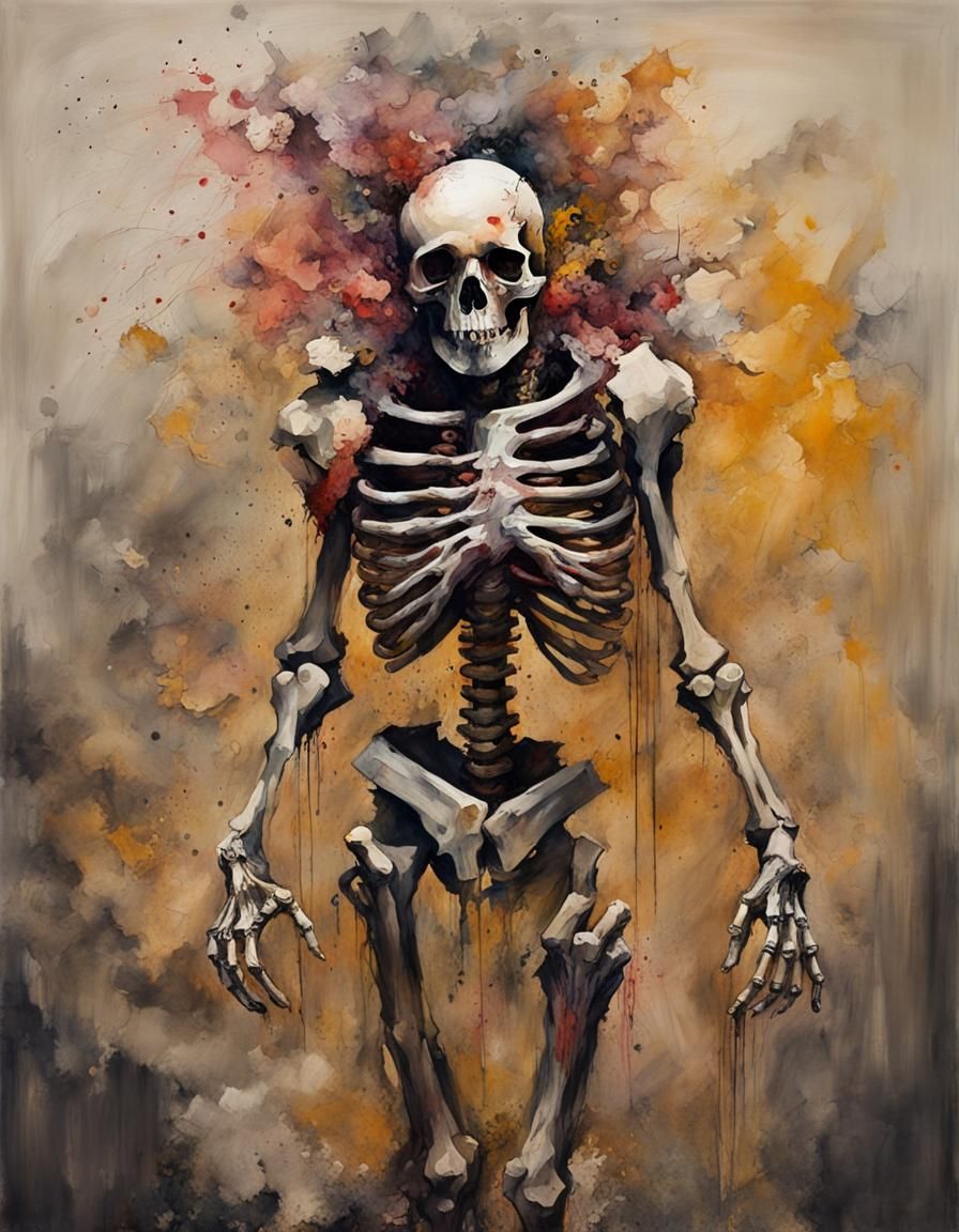 Skeleton Warrior Champion in Impasto Style