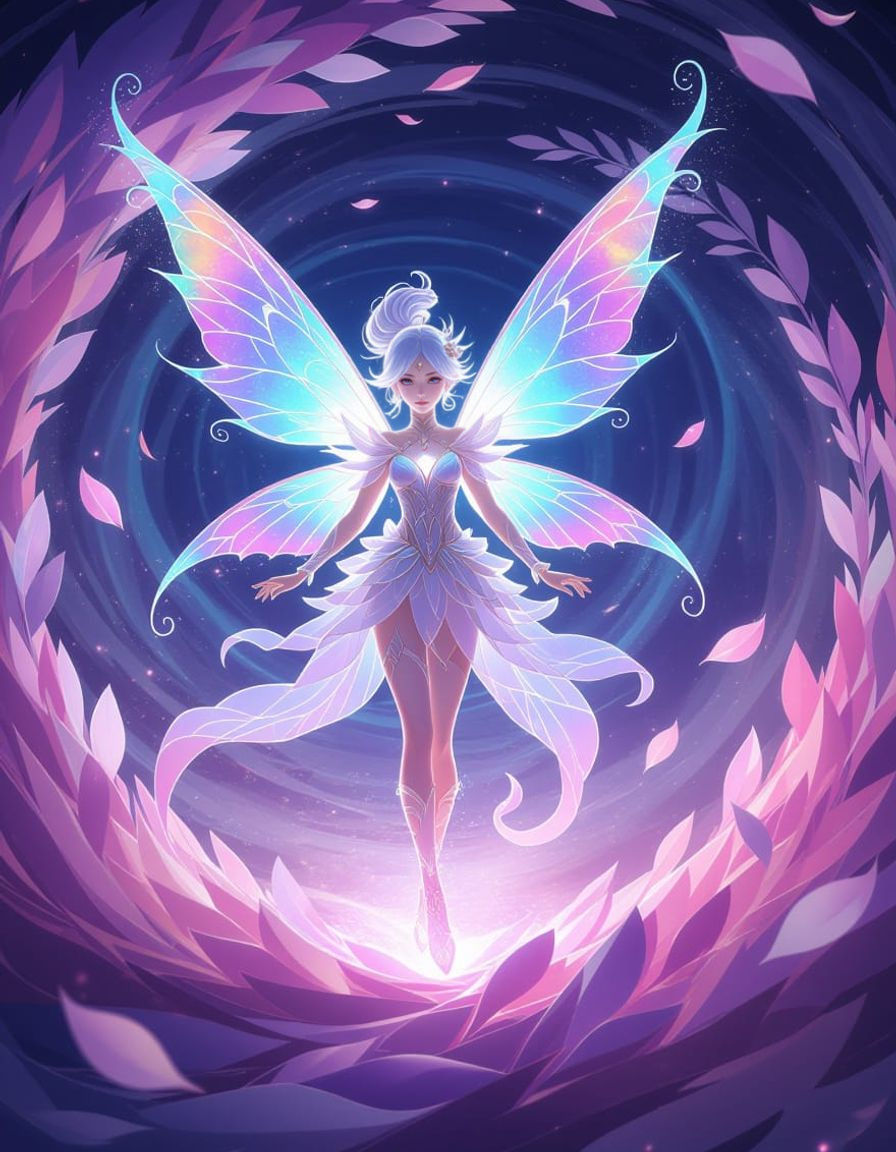 Surreal Fairy Emerges from Cosmic Vortex in Cyberpunk Anime ...