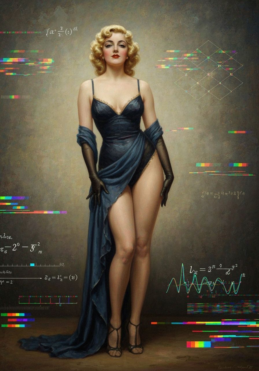 1950s Showgirl With Digital Glitch Overlay