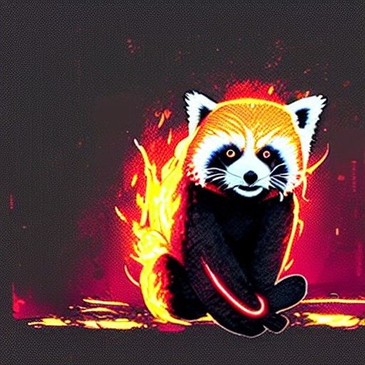 Cyberpunk Fire Panda in Neon Cityscape