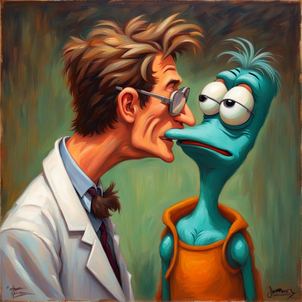 Doofenshmirtz Kisses Perry as Oil Painting