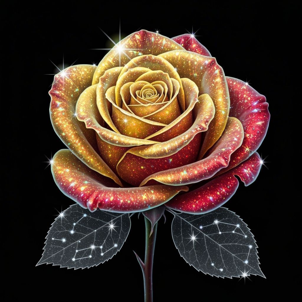 Mystical Rose with Luminescent Dust, Airbrush Painting