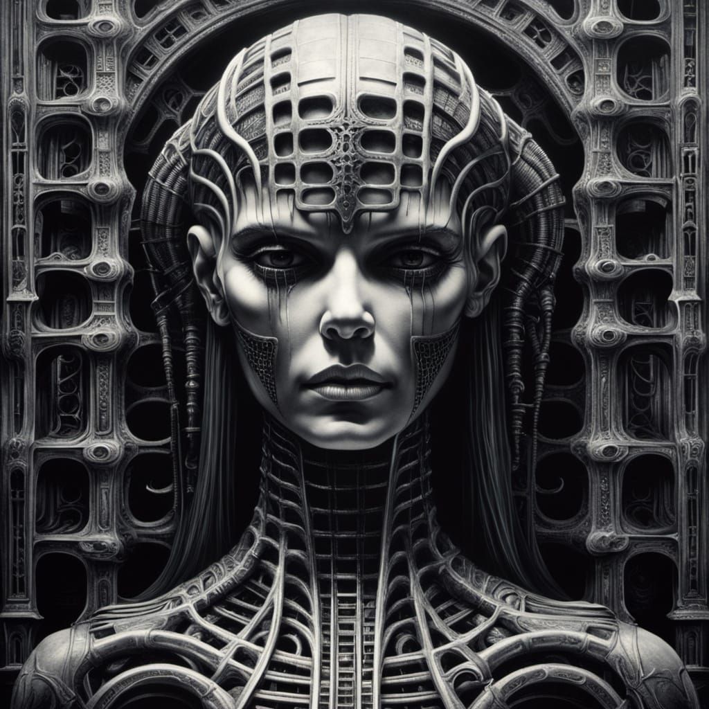 Oppressive Ossified Feminine Lattice in H.R. Giger Style