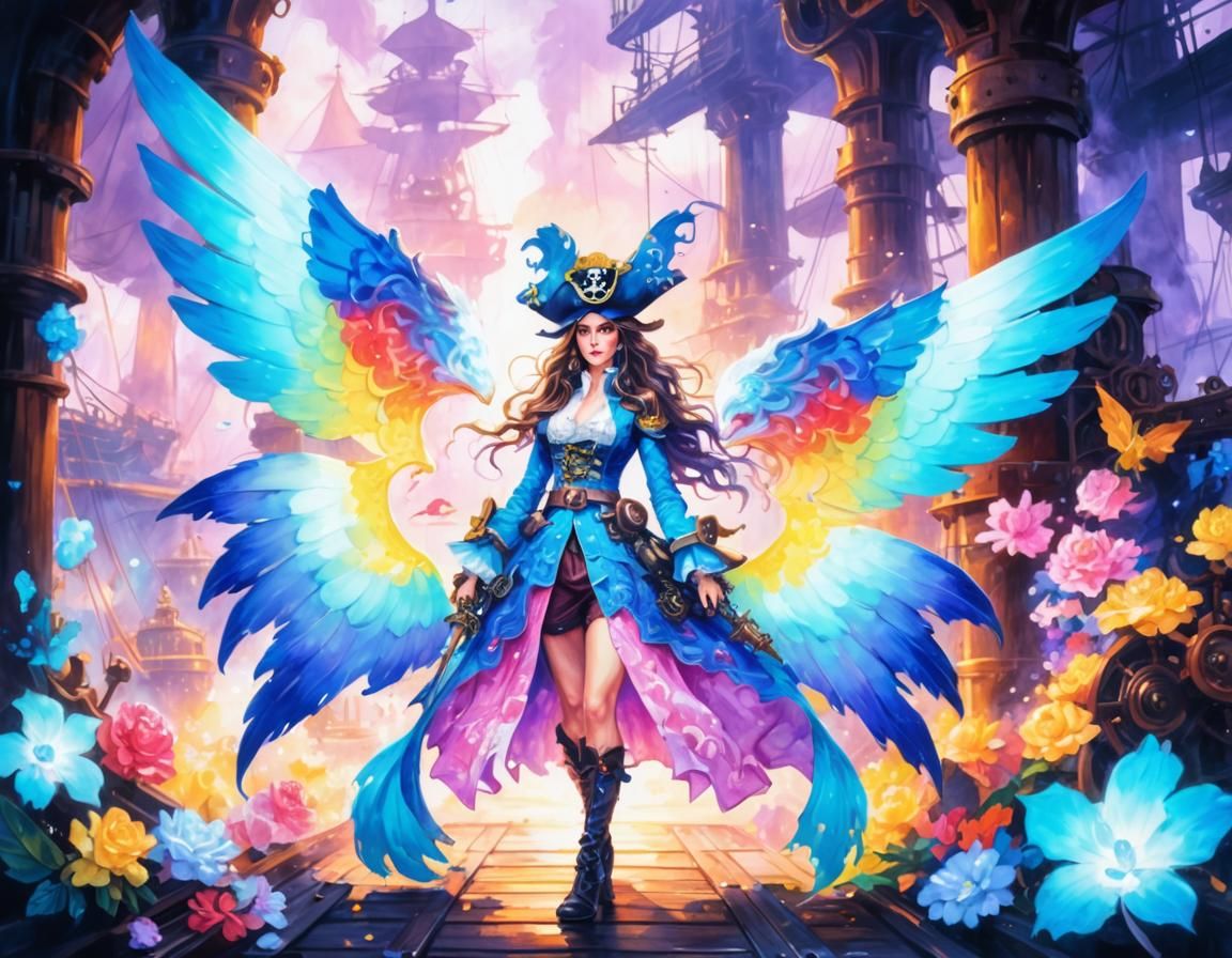 Steampunk Pirate Captain Graffiti Art Masterpiece