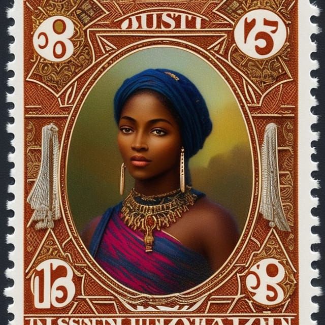 Nubian Queen on Vintage Postage Stamp