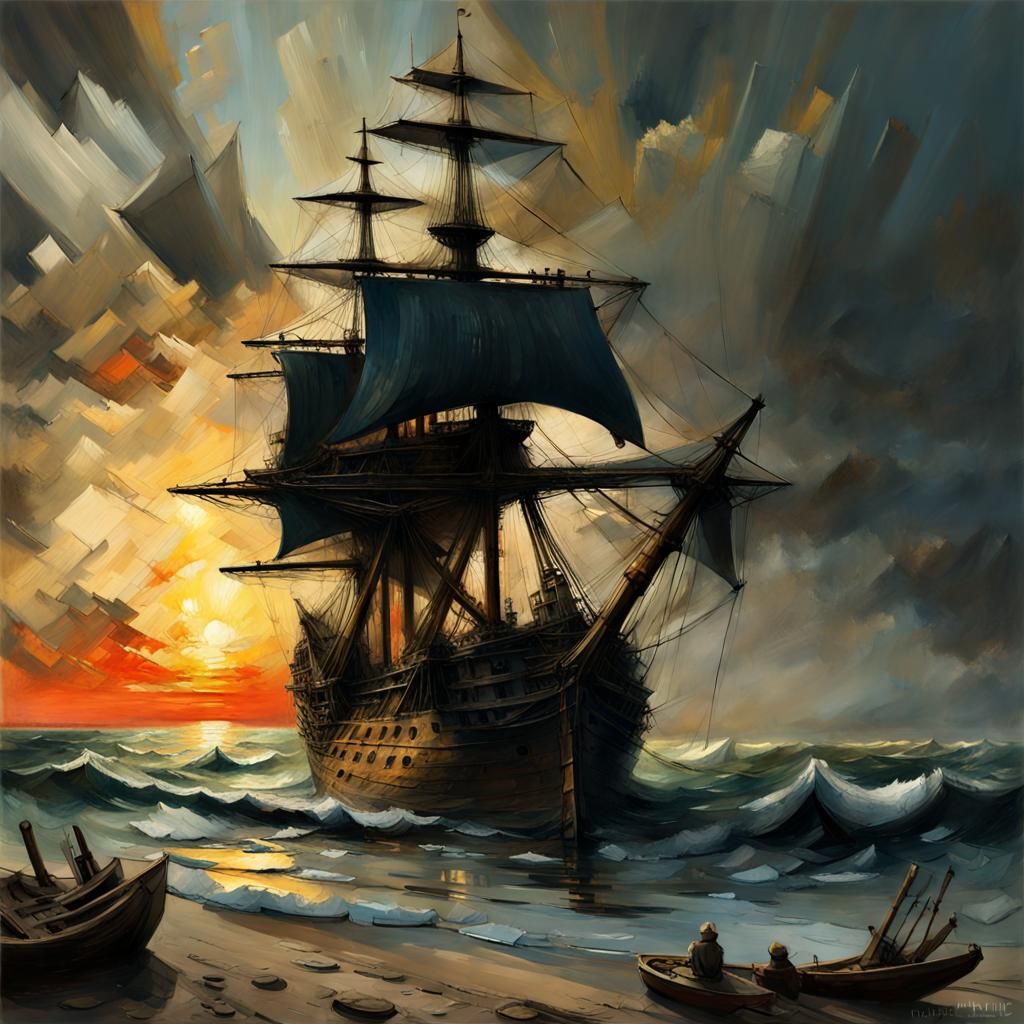 17th Century Full Rig Naval Ship