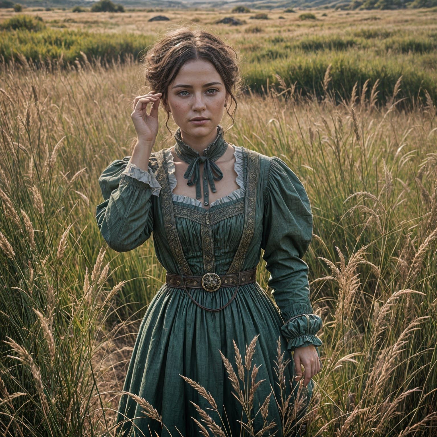 Prairie Woman in 1800s Dress: Fantasy Concept Art