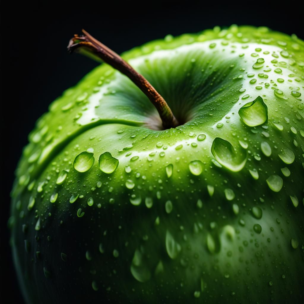 Hyperrealistic Glowing Apple Close-Up Photograph