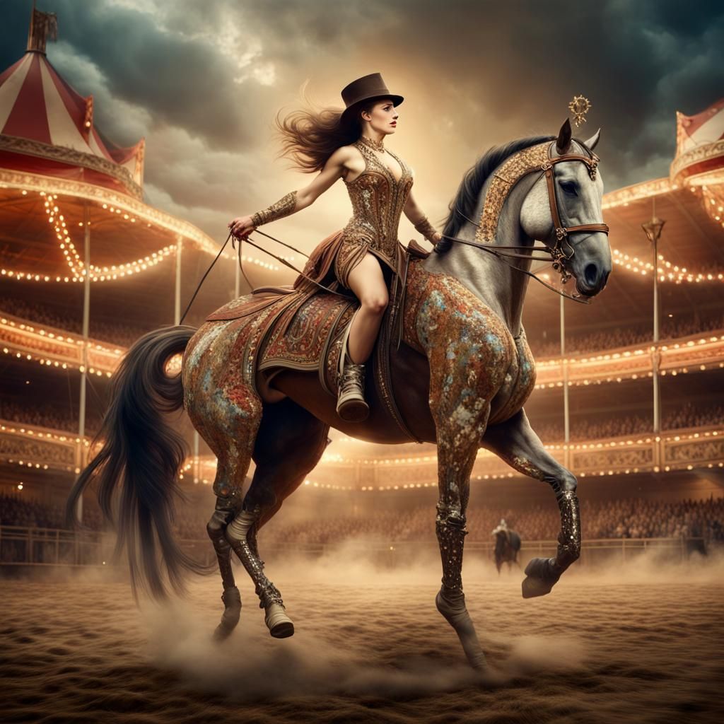 Daredevil Trick rider readies for her show.