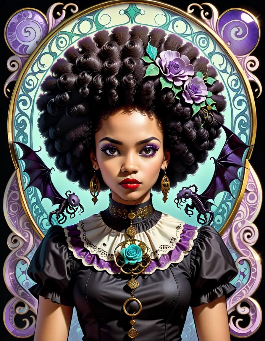 Gothic Afro Latina Woman: Renaissance Pin-Up