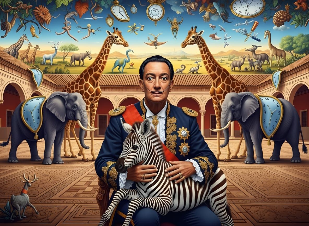 Dali's Surreal Opera Portrait with Exotic Animals