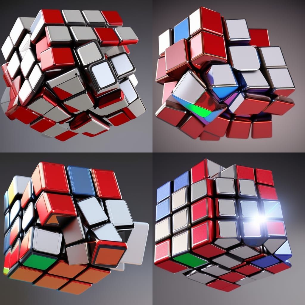 Metallic Rubik's Cube in 3D Digital Art