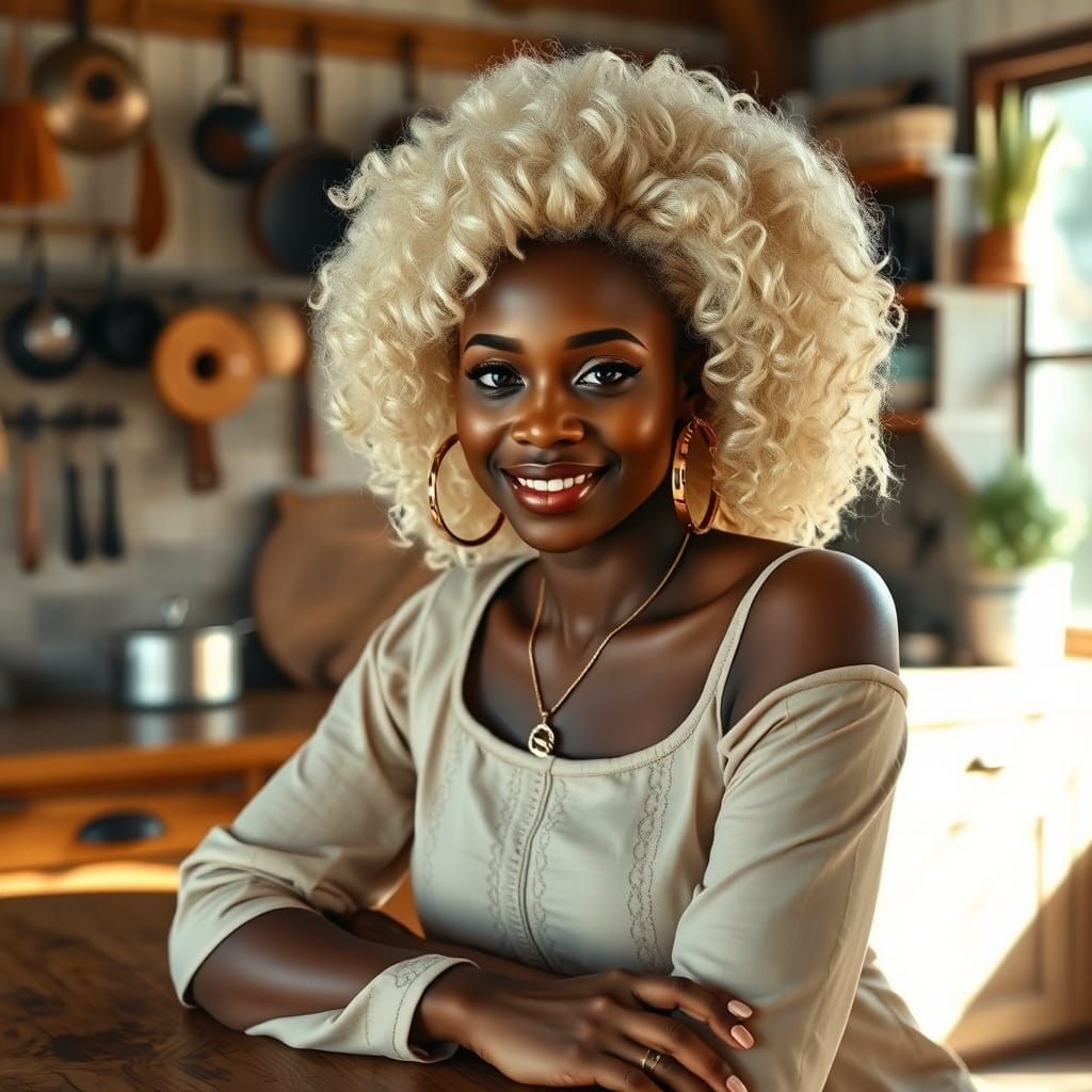 A semi-abstract minimalist  oil painting of a stunningly beautiful African American woman with radiant caramel brown ski...