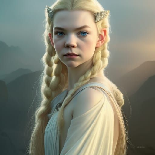 Anya Taylor-Joy as Elf in Galadriel Dress