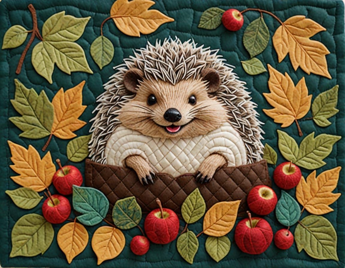 Whimsical Felted Wool Hedgehog in Woodland Glade