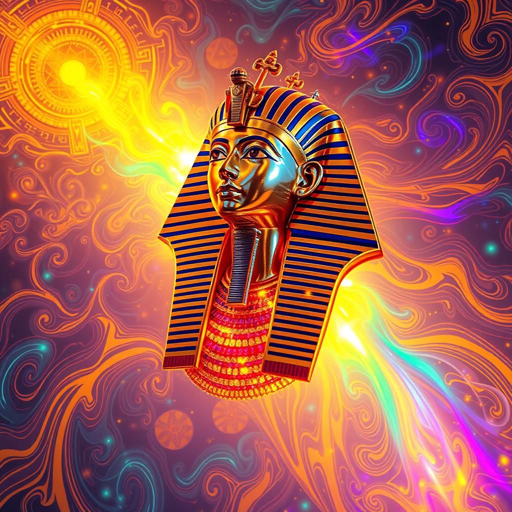 Amenhotep III in Holographic Dreamscape, Psychedelic Art