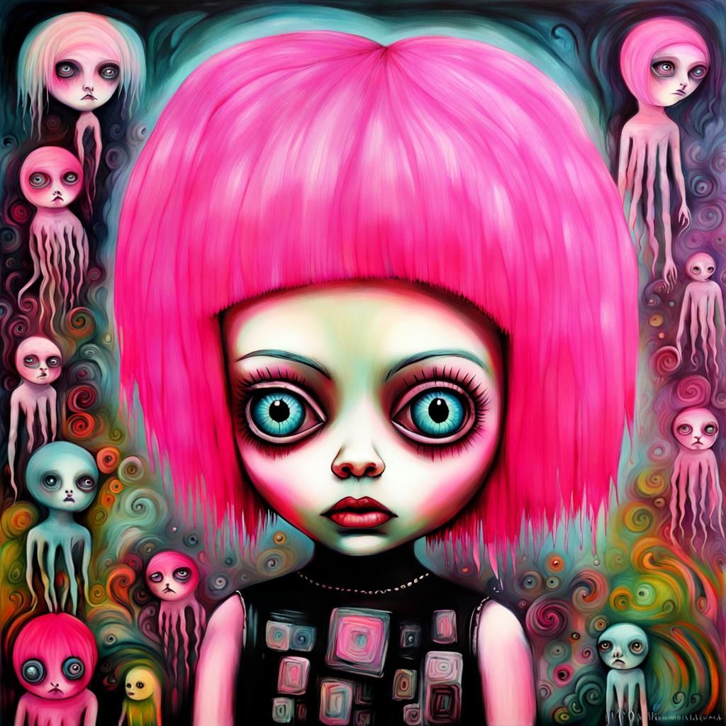 Surreal Gothic Doll in an Abstract Fantasy World