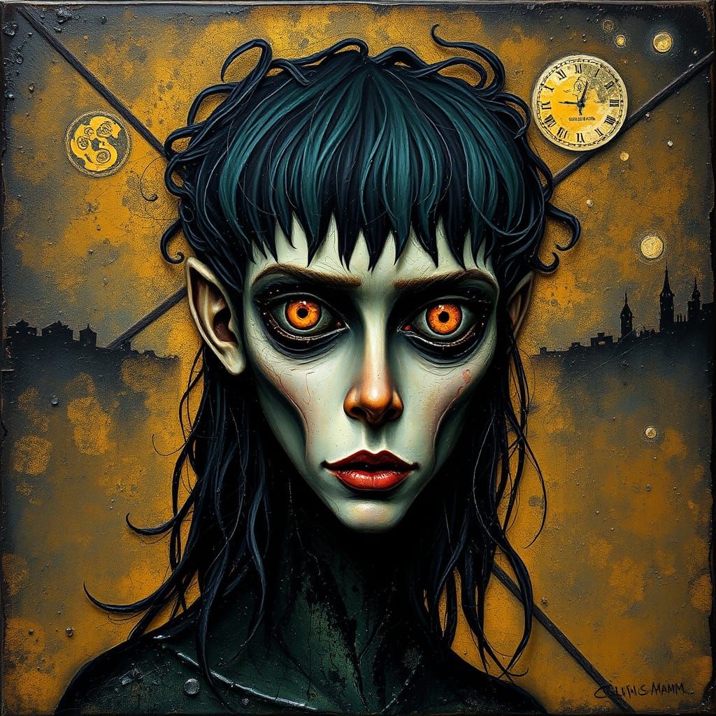 Surreal Portrait Under Starry Nightscape