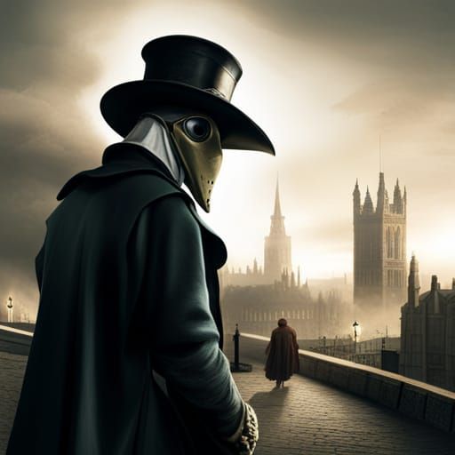 Plague Doctor Patrolling Grim London Street