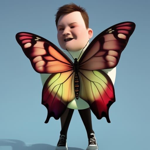James Corden as Butterfly: Pixar-Style 3D Render