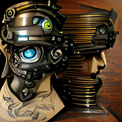 Steampunk Cyborg Bust with Intricate Details