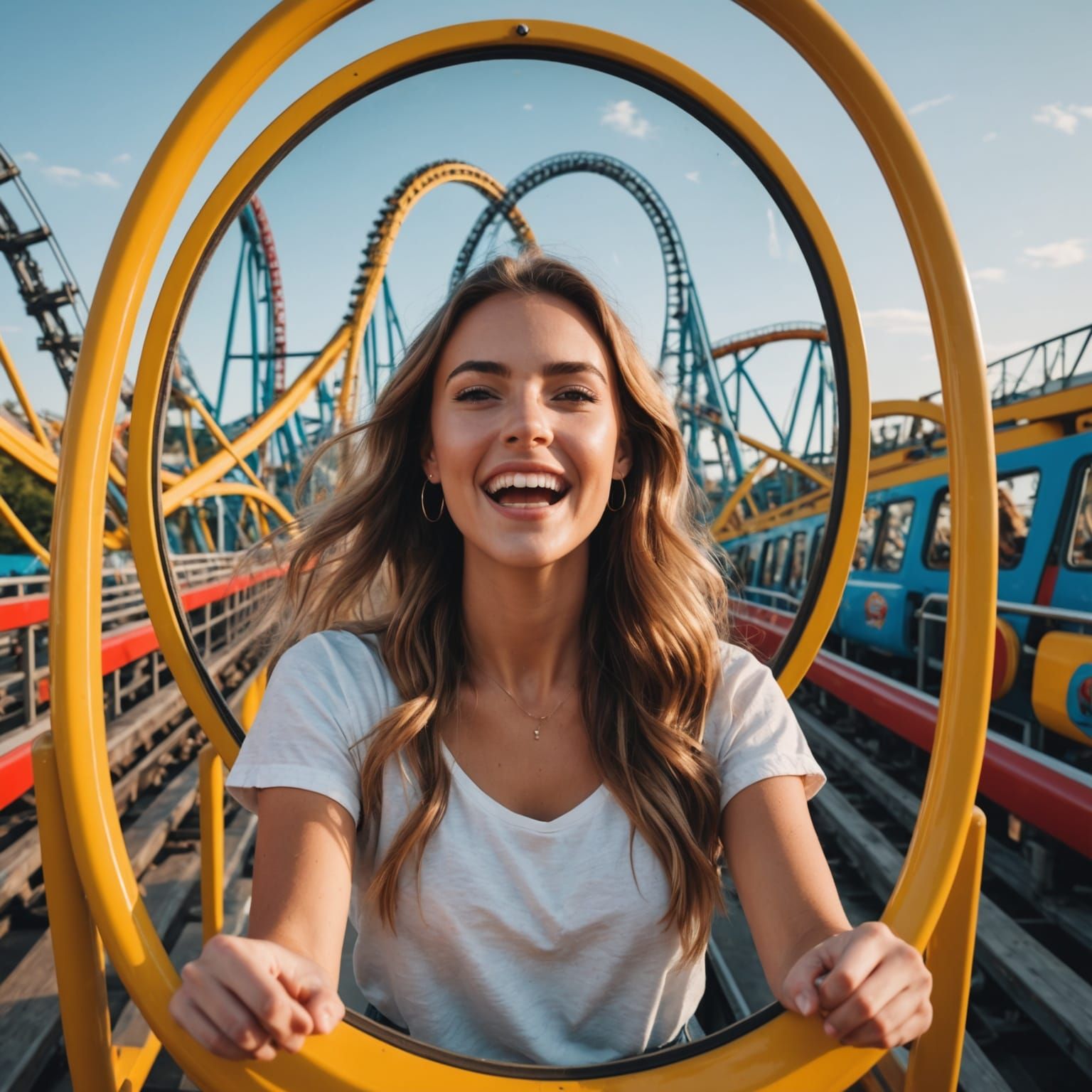 Rollercoaster Breaking Through a Mirror