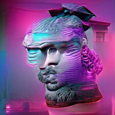 Vaporwave Roman Busts with Neon Colors